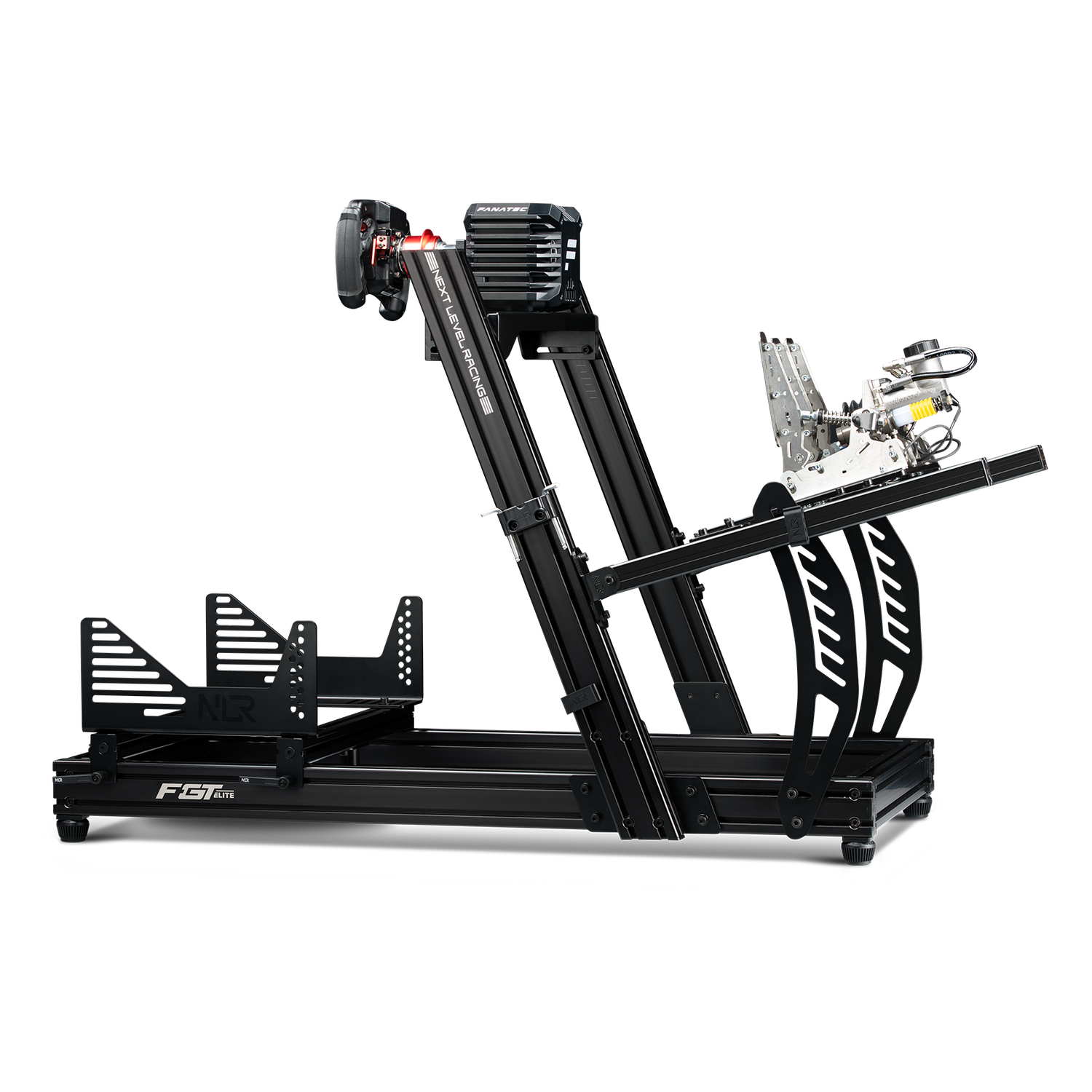 Next Level Racing F-GT Elite Lite Wheelplate side view with accessories